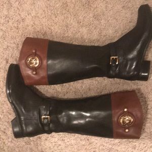 Michael Kors Black and Tan Riding Boots